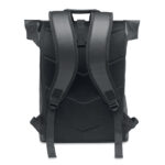 15" Rolltop-Rucksack PU Schwarz, geöffnet dargestellt