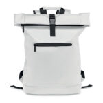 15" Rolltop-Rucksack PU Weiß als Werbeartikel mit Logodruck