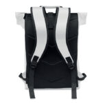 15" Rolltop-Rucksack PU Weiß, geöffnet dargestellt