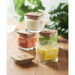 Kerze im Glas 50g Gelb mit markiertem Druckbereich für Ihr Logo