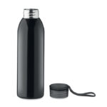 Edelstahlflasche 650ml Schwarz, geöffnet dargestellt