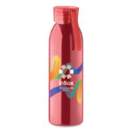 Edelstahlflasche 650ml Rot mit markiertem Druckbereich für Ihr Logo