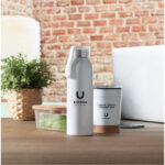 Edelstahlflasche 650ml Weiß mit markiertem Druckbereich für Ihr Logo
