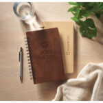 DIN A5 Notizbuch GROWBOOK™ Braun mit markiertem Druckbereich für Ihr Logo
