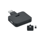 4 Port USB Hub Schwarz als Werbeartikel mit Logodruck