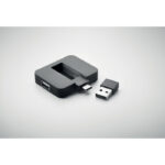 4 Port USB Hub Schwarz, Detailaufnahme des Materials