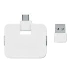 4 Port USB Hub Weiß, geöffnet dargestellt
