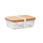Lunchbox Glas mit Kork als Werbeartikel mit Logodruck