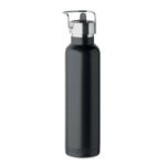 Doppelwandige Flasche 660 ml Schwarz, geöffnet dargestellt