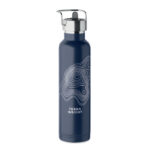 Doppelwandige Flasche 660 ml Blau mit markiertem Druckbereich für Ihr Logo