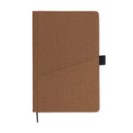 A5 notebook PU front pocket Braun, geöffnet dargestellt