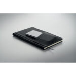 A5 notebook PU front pocket Schwarz, Detailaufnahme des Materials