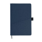 A5 notebook PU front pocket Blau, geöffnet dargestellt