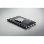 A5 notebook PU front pocket Grau, Detailaufnahme des Materials