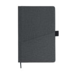 A5 notebook PU front pocket Grau, geöffnet dargestellt