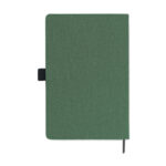A5 notebook PU front pocket Gruen im praktischen Einsatz