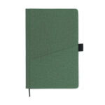 A5 notebook PU front pocket Gruen, geöffnet dargestellt