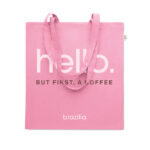 Einkaufstasche recy. Baumwolle Rosa mit markiertem Druckbereich für Ihr Logo