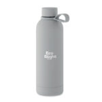 Doppelwandige Flasche 500 ml Grau mit markiertem Druckbereich für Ihr Logo