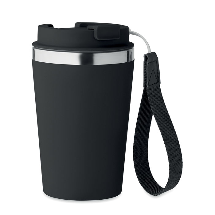 Doppelwandiger Trinkbecher 350 Schwarz als Werbeartikel mit Logodruck