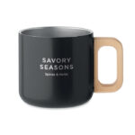 Doppelwandiger Becher 350 ml Schwarz mit markiertem Druckbereich für Ihr Logo