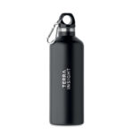 Doppelwandige Flasche 500 ml Schwarz mit markiertem Druckbereich für Ihr Logo