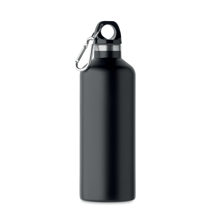 Doppelwandige Flasche 500 ml Schwarz als Werbeartikel mit Logodruck