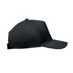 Baseball cap 5 panels 180gr Schwarz, Seitenansicht