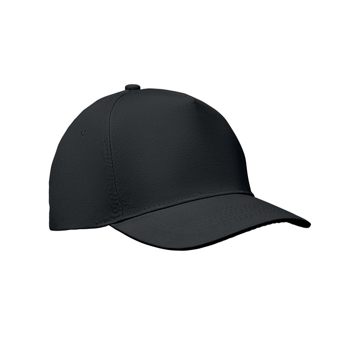 Baseball cap 5 panels 180gr Schwarz als Werbeartikel mit Logodruck