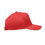 Baseball cap 5 panels 180gr Rot, Seitenansicht
