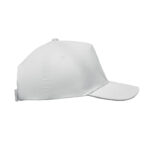 Baseball cap 5 panels 180gr Weiß, Seitenansicht