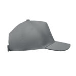 Baseball cap 5 panels 180gr Grau, Seitenansicht
