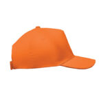 Baseball cap 5 panels 180gr Orange, Seitenansicht