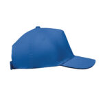 Baseball cap 5 panels 180gr Blau, Seitenansicht