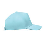 Baseball cap 5 panels 180gr Blau, Seitenansicht
