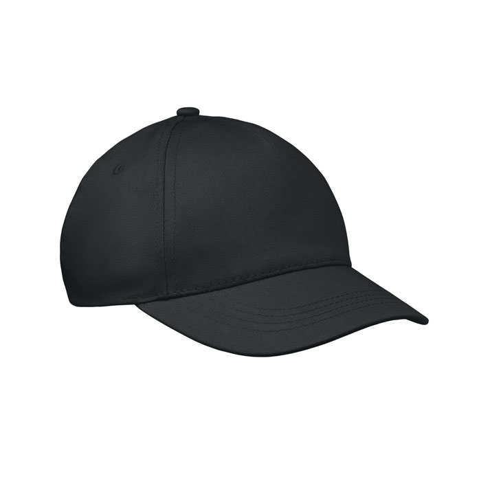 5-Panel-Baseball-Cap Kinder Schwarz als Werbeartikel mit Logodruck