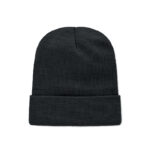 Beanie RPET-Polyester Schwarz, geöffnet dargestellt