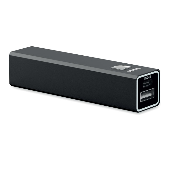 2600 mAh Powerbank Schwarz als Werbeartikel mit Logodruck