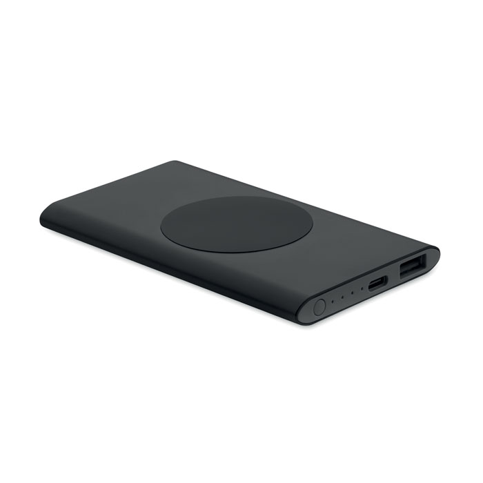 Powerbank mit Ladestation 15W Schwarz als Werbeartikel mit Logodruck