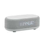 4-in-1 Ladestation mit Lautsprecher und Wecker als Werbeartikel mit Logo