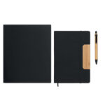 DIN A5 RPET Notizbuch-Set Schwarz, Seitenansicht