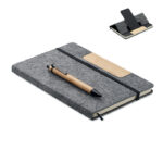 DIN A5 RPET Notizbuch-Set Grau als Werbeartikel mit Logodruck