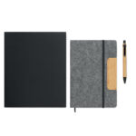 DIN A5 RPET Notizbuch-Set Grau, Seitenansicht