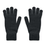 Gestrickte Handschuhe RPET Schwarz, geöffnet dargestellt