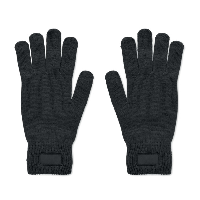 Gestrickte Handschuhe RPET Schwarz Gestrickte Handschuhe RPET Schwarz als Werbeartikel mit Logodruck