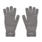 Gestrickte Handschuhe RPET Grau als Werbeartikel mit Logodruck