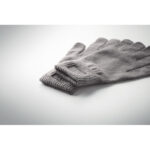 Gestrickte Handschuhe RPET Grau, Detailaufnahme des Materials