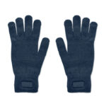 Gestrickte Handschuhe RPET Blau als Werbeartikel mit Logodruck