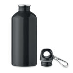 Trinkflasche recycelter 500ml Schwarz, geöffnet dargestellt