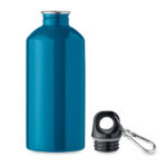Trinkflasche recycelter 500ml Blau, geöffnet dargestellt